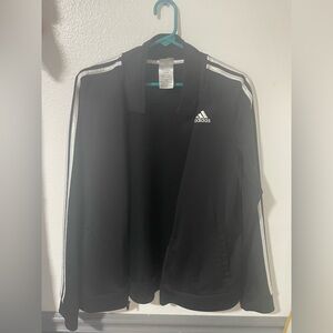 Adidas Black Track Jacket with White Stripes Youth XL